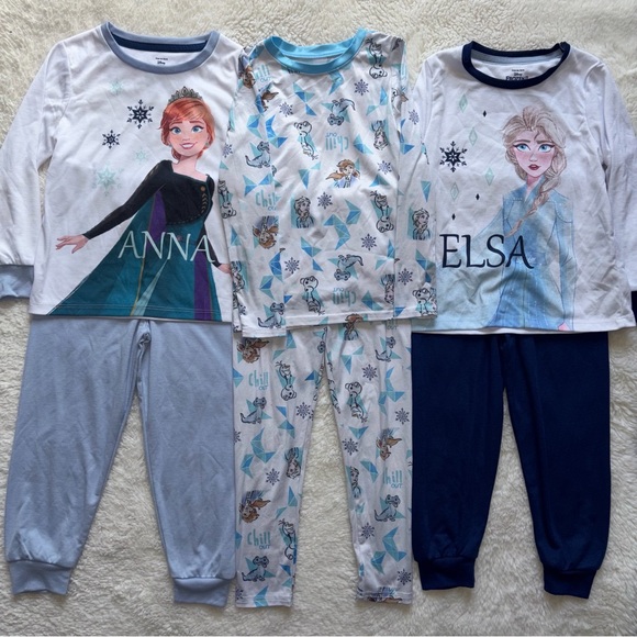 Disney Other - Three Disney Frozen + Frozen II Girls 4-5 Long Pajama Sets Cuddl Duds Character